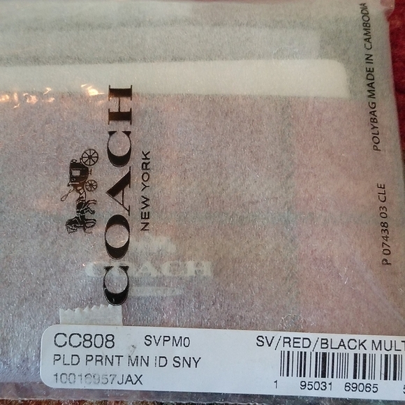 Coach CC808 Mini Skinny ID Card Case in Tartan Plaid - Picture 4 of 5